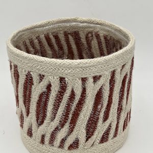 Ivory And Red Braided Jute Potcover MD